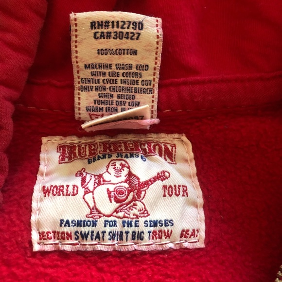 Woman’s True Religion Hoody- red - size Medium- lightly worn - Picture 6 of 8